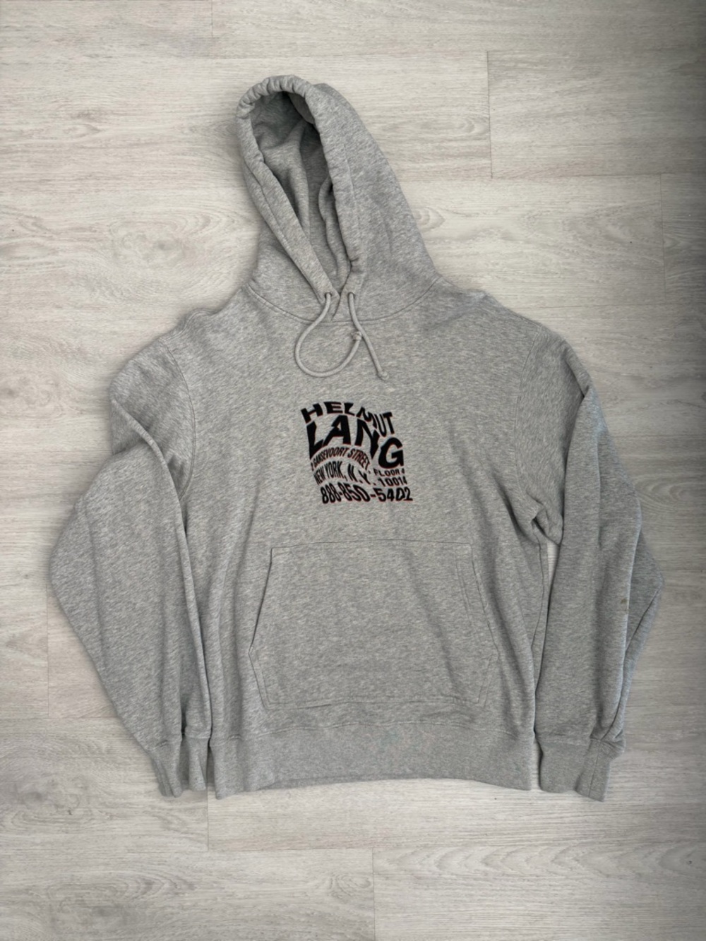 Helmut Lang Gray Hoodie with Center Graphic